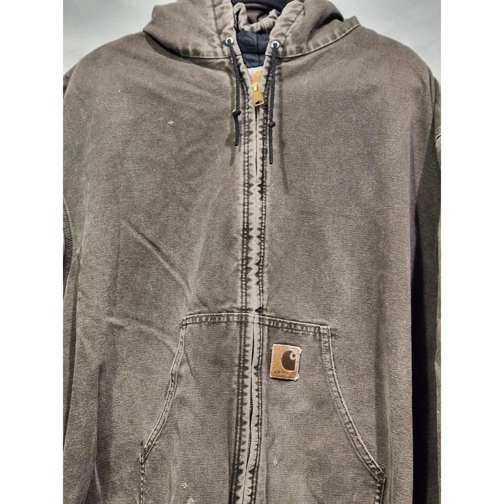Carhartt J06TMB 4XL Quilted Brown Jacket bomber hooded Workwear Barn Chore‎ Y2K